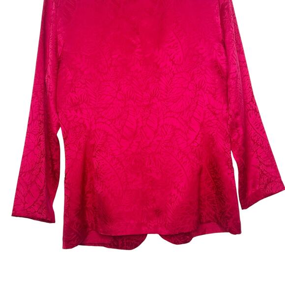 ARGENTI Blazer Jacket Notch Lapel Single Breasted Pure Silk Jacquard Red Size 4 - Picture 5 of 8